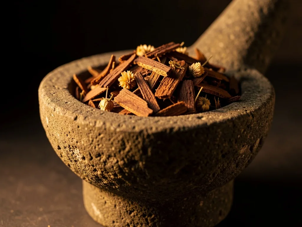 Herbal preparation with mortar and pestle