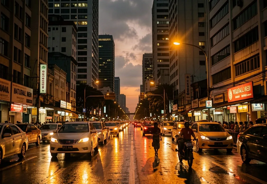 Jakarta urban environment at dusk